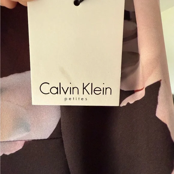 Calvin Klein Black and Pink Floral Zipper Dress Size 12P - Picture 5 of 6